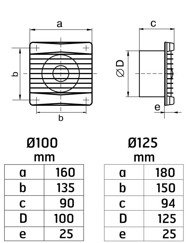 Flexit baderomsvifte 125F standard